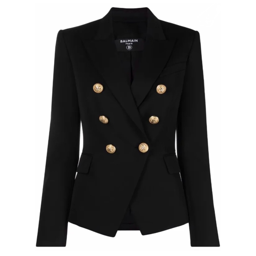Balmain Black Blazer with Gold Accents